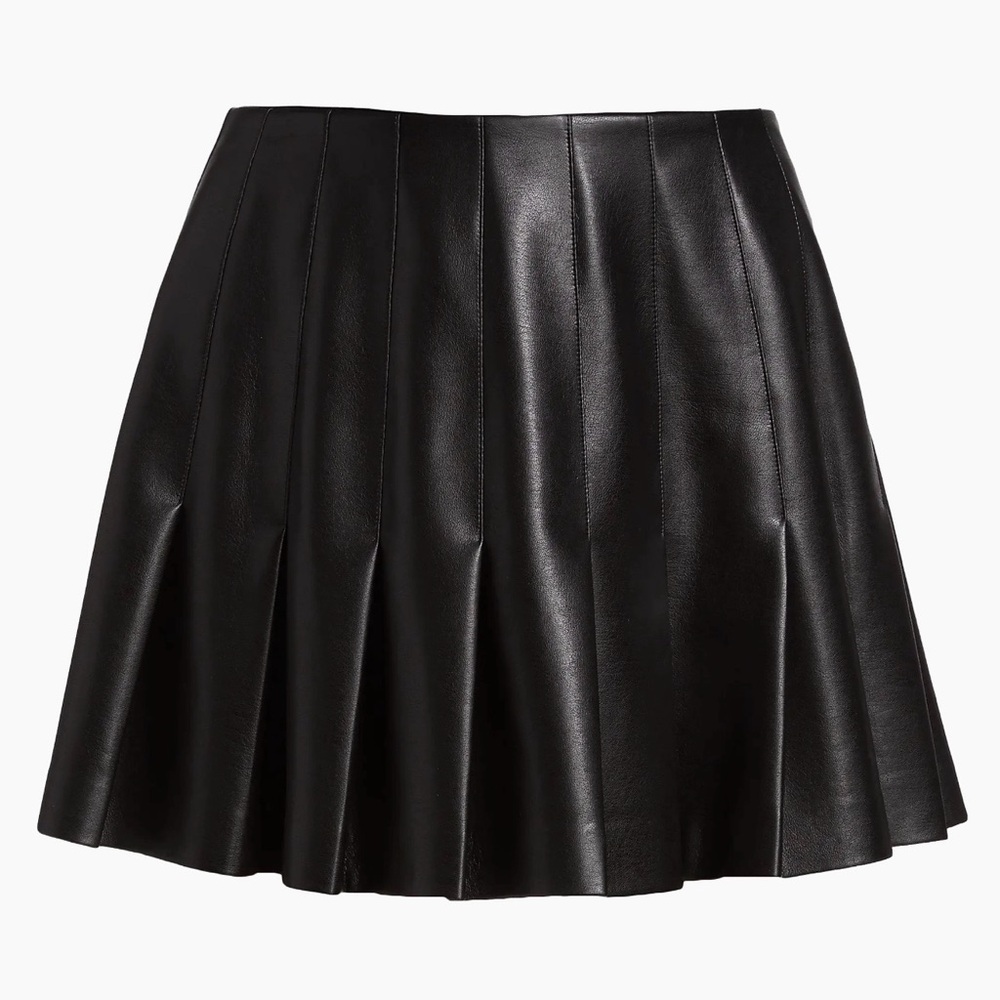Alice + Olivia Faux Leather Pleated Mini Skirt